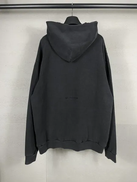 Balenciaga Distressed Logo Hoodie Black - 16