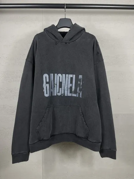 Balenciaga Distressed Logo Hoodie Black - 31