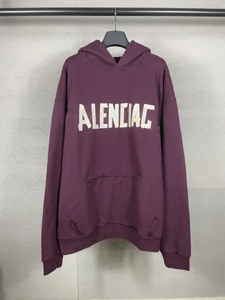 Balenciaga Distressed Logo Hoodie Black - 39