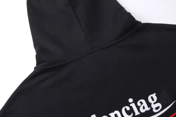 Balenciaga Distressed Logo Hoodie Black - 6