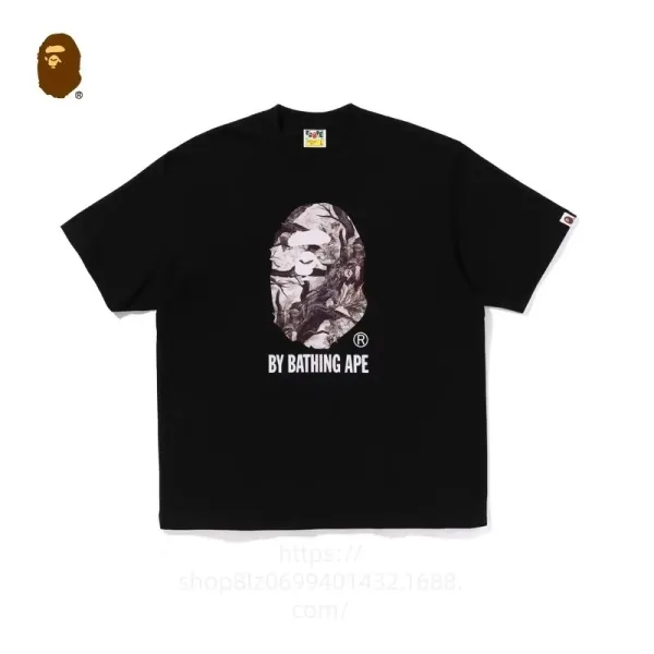 A Bathing Ape By Bathing Ape Camo Ape Head Black T-Shirt - 1