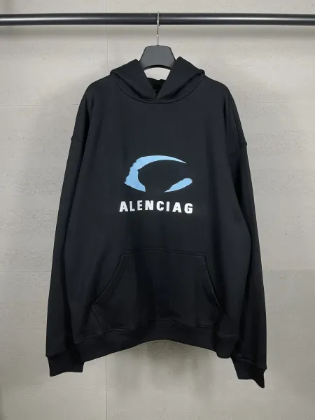 Balenciaga Distressed Logo Hoodie Black - 23
