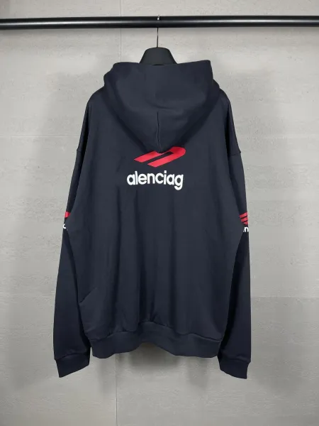 Balenciaga Distressed Logo Hoodie Black - 46
