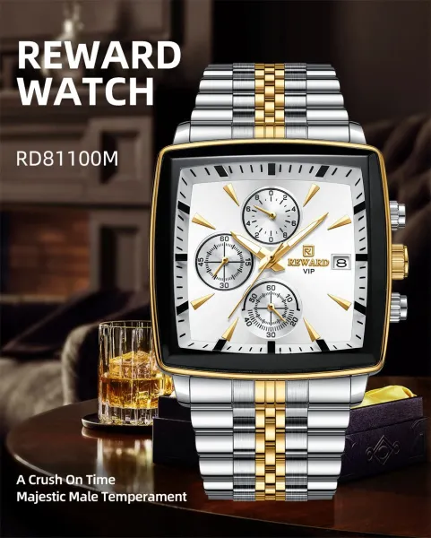 Design Reward VIP Chronograph Black and Gold Stainless Steel Watch Watches - 3