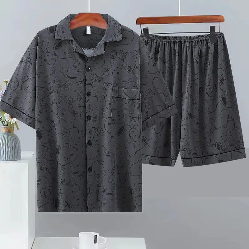 Design Snoopy Print Sleepwear Set Gray Sleepwear