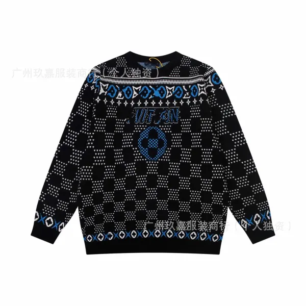 Fendi FF Logo Intarsia Knit Sweater Black and Gray - 5