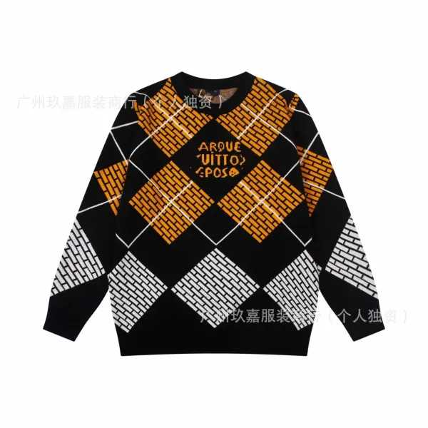 Fendi FF Logo Intarsia Knit Sweater Black and Gray - 4