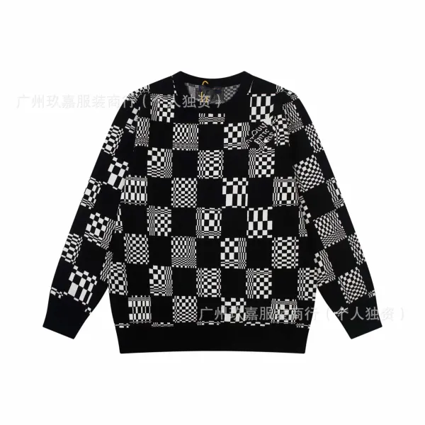 Fendi FF Logo Intarsia Knit Sweater Black and Gray - 6