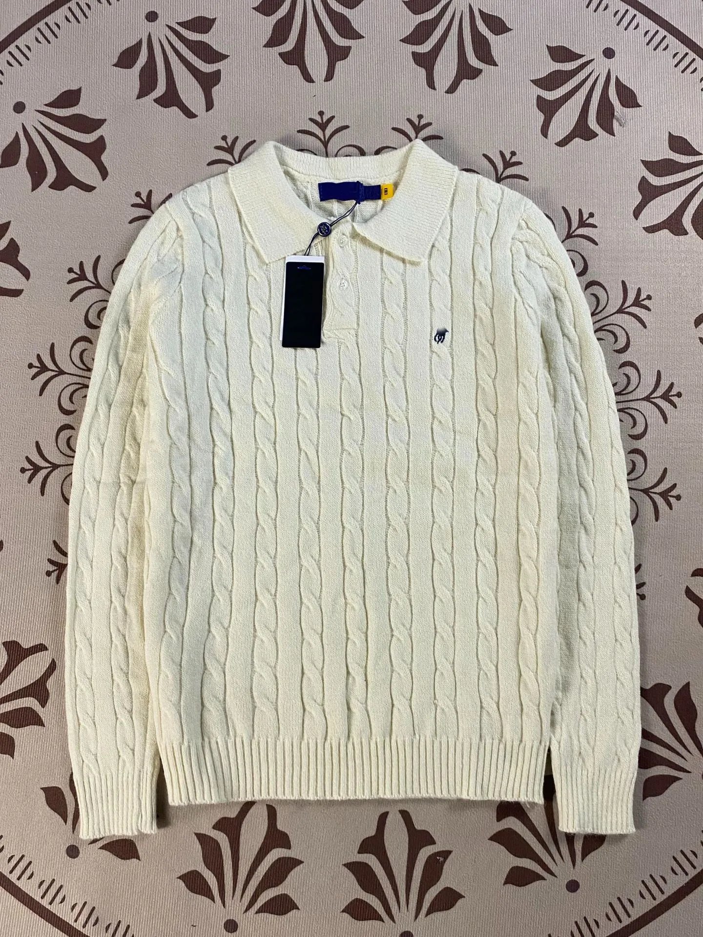 Polo Ralph Lauren Cable Knit Collared Sweater Gray - 7