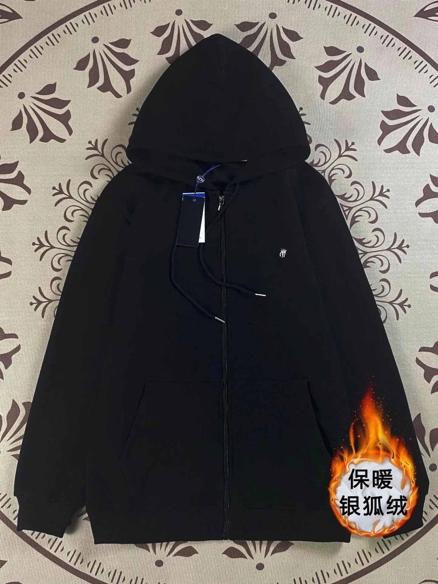 Design Full-Zip Hoodie Cream Silver Fox Fleece - 4