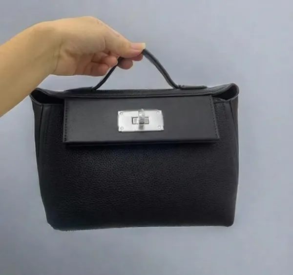 Design Mini Kelly-Style Top Handle Bag Black Handbag - 1