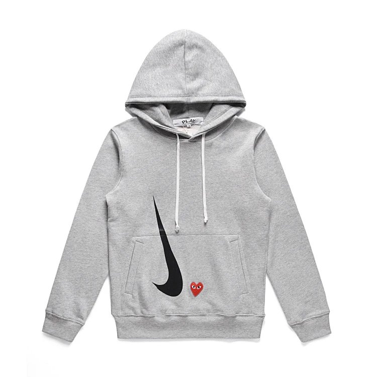 Nike x Comme des Garçons Play Swoosh Heart Hoodie Gray
