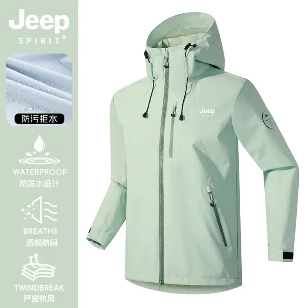 Design Jeep Spirit Waterproof Windbreaker Jacket Mint Green Windbreaker - 1