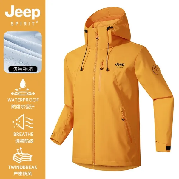 Design Jeep Spirit Waterproof Windbreaker Jacket Orange Windbreaker - 1