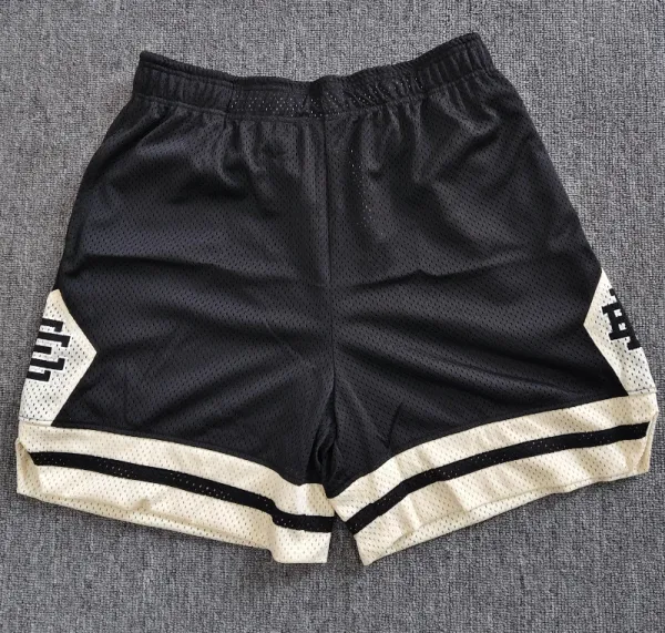 Design Mesh Basketball Shorts Black Beige - 1