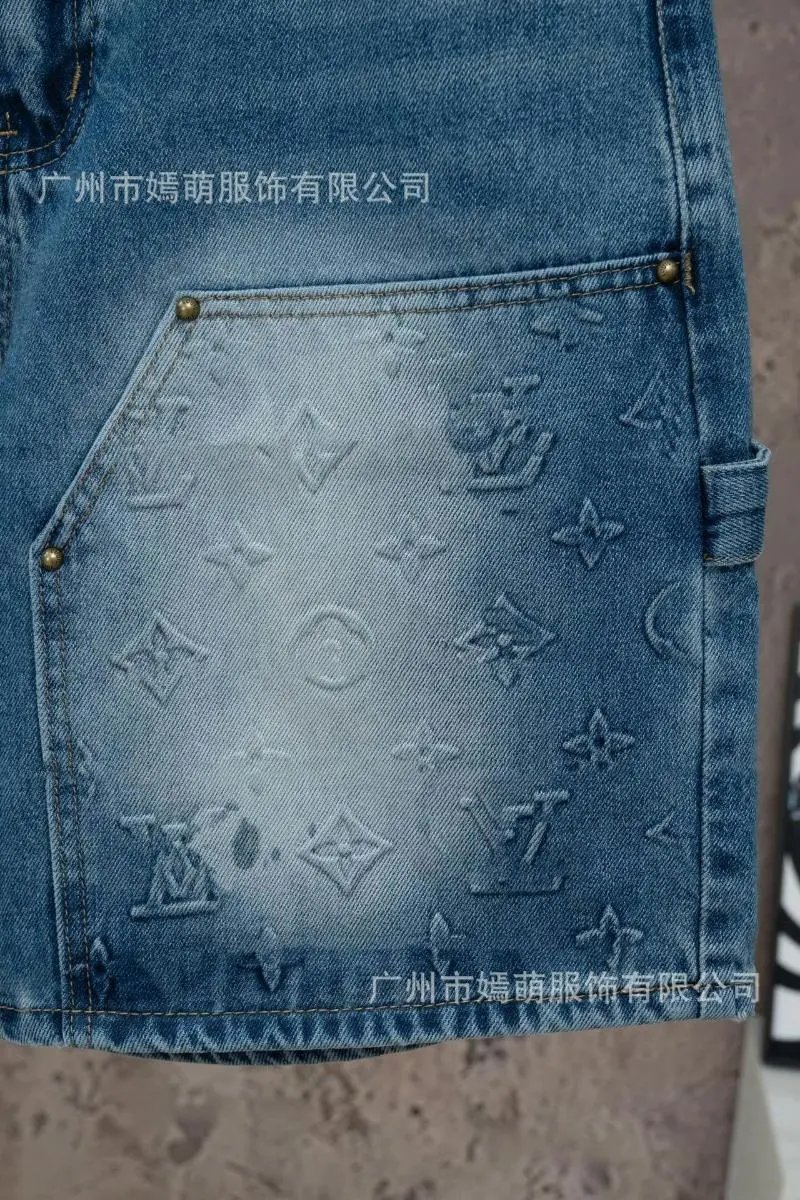 Design Denim Shorts Black with Embroidered Logo - 13