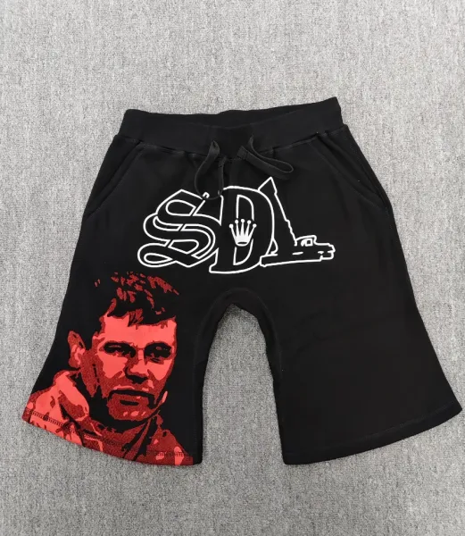 Design SDL Graphic Print Black Sweat Shorts - 1