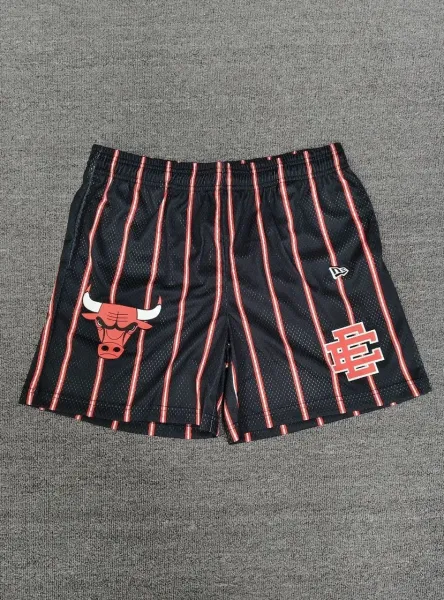 Chicago Bulls x New Era Pinstripe Mesh Shorts Black / Red - 1