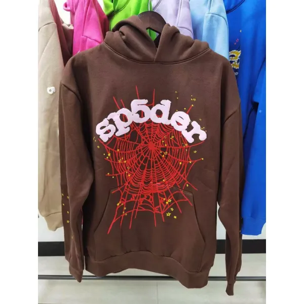SP5DER Spider Web Hoodie Brown - 1