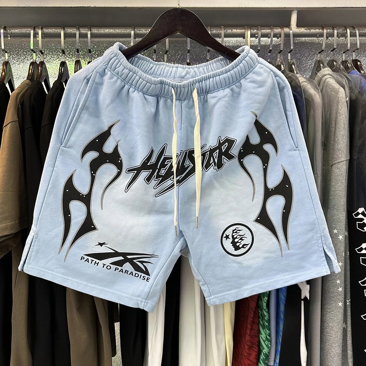 Hellstar Skull Flame Graphic Shorts Black - 16