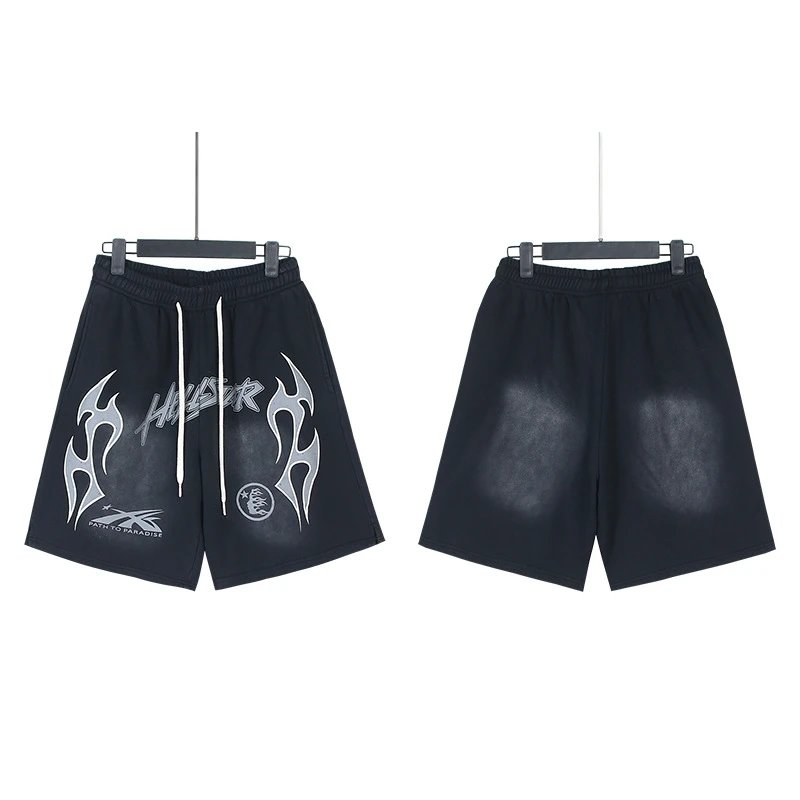 Hellstar Skull Flame Graphic Shorts Black - 34