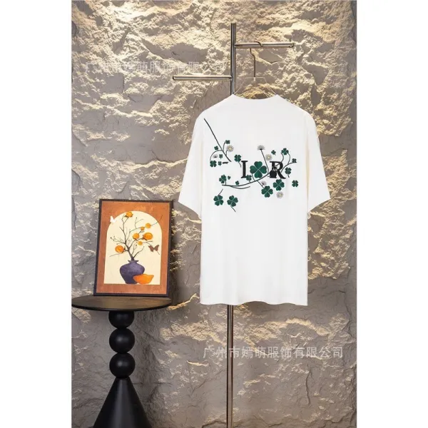 Design Floral Clover Print White T-Shirt - 1