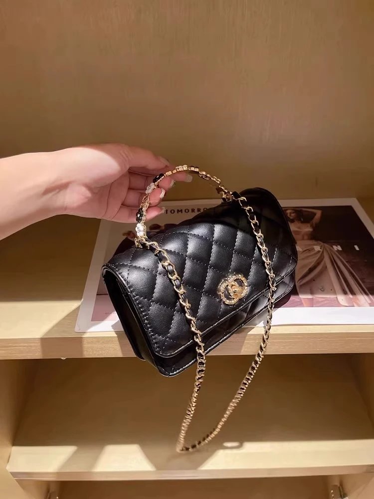 Chanel Mini Flap Bag with Pearl-Embellished Handle in Ivory Handbags - 23