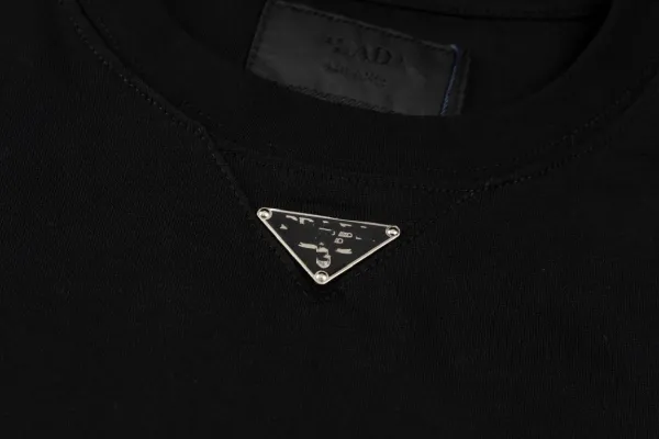 Prada Rad Milano Black Embroidered T-Shirt - 37