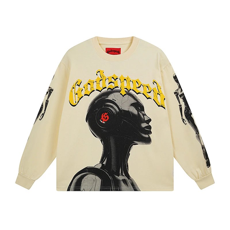 Godspeed Out Of Many One Long Sleeve Graphic Tee Beige T-Shirts - 25