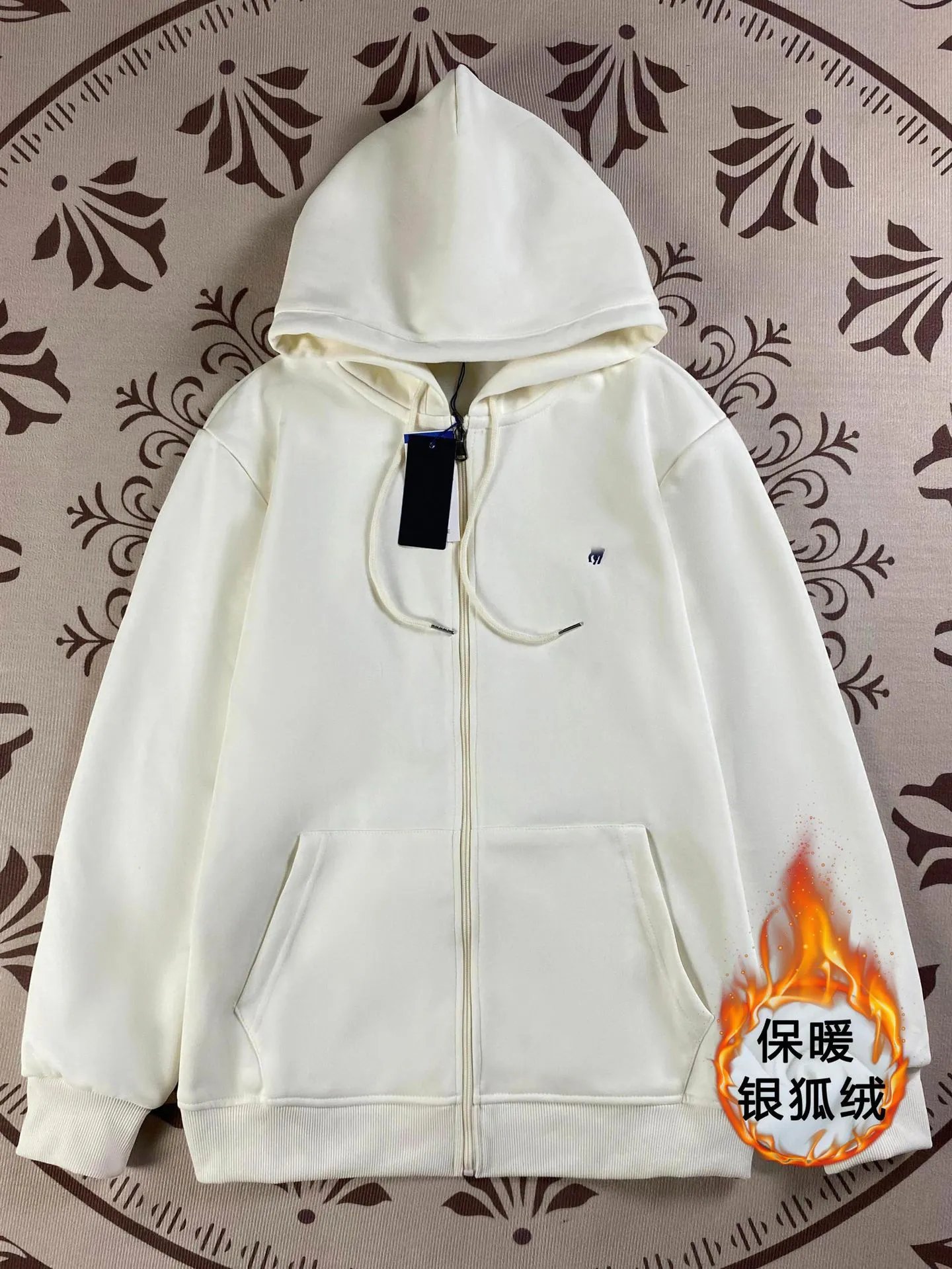 Design Full-Zip Hoodie Cream Silver Fox Fleece - 6
