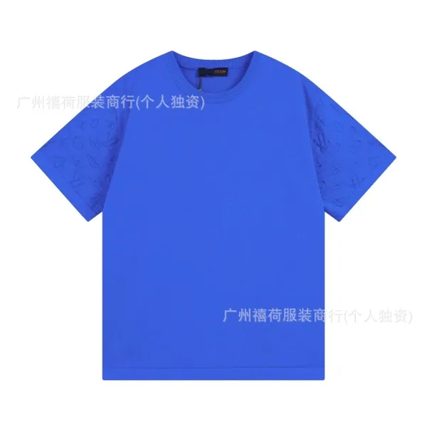 Design Short-Sleeve Knit T-Shirt Royal Blue - 1