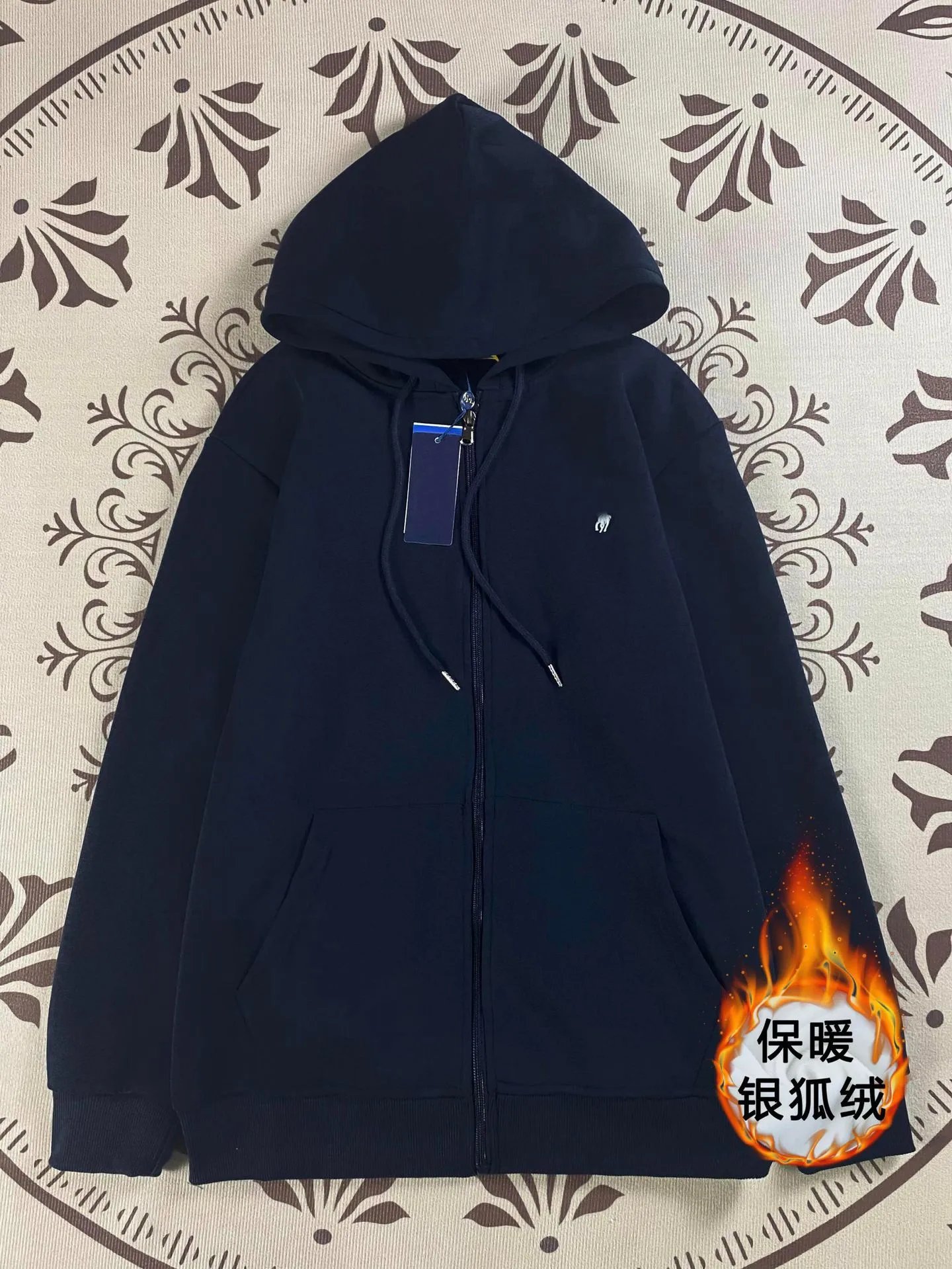 Design Full-Zip Hoodie Cream Silver Fox Fleece - 3