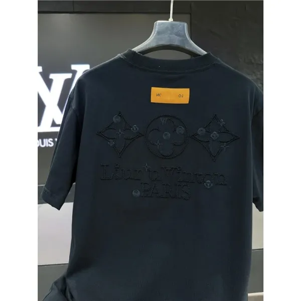 Louis Vuitton Embroidered Monogram T-Shirt Black - 1