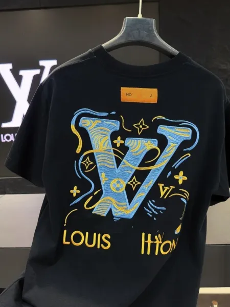 Louis Vuitton Embroidered Monogram T-Shirt Black - 16