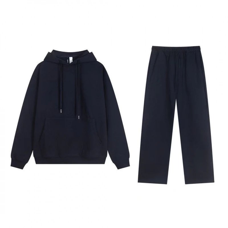 Design Minimalist Gray Sweat Set: Half-Zip Pullover, Hoodie, Crewneck Top & Wide-Leg Sweatpants - 4