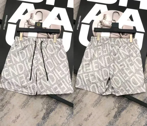 Fendi FF Logo Print Swim Shorts Gray - 1