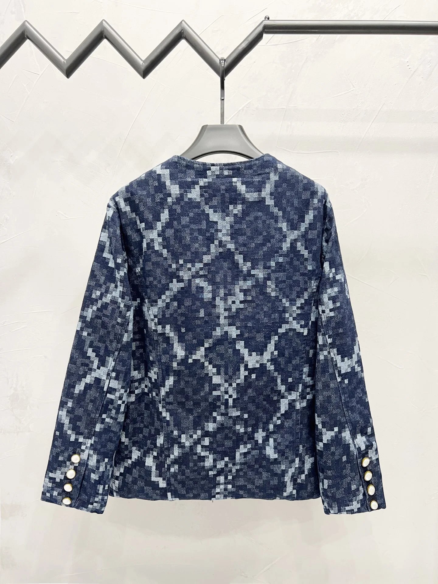 Design Patchwork Denim Jacket Light Blue Multicolor - 32