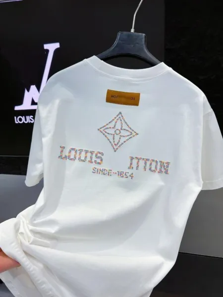 Louis Vuitton LV Logo Embellished Black T-Shirt - 10