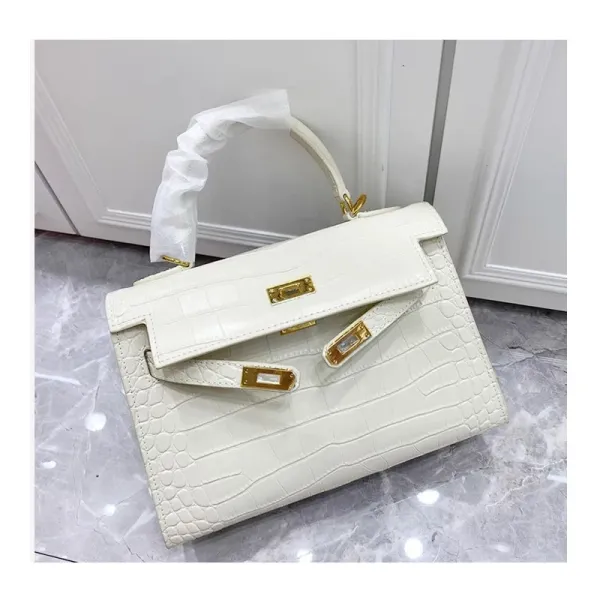 Hermès Kelly Mini Crocodile White Handbag - 1