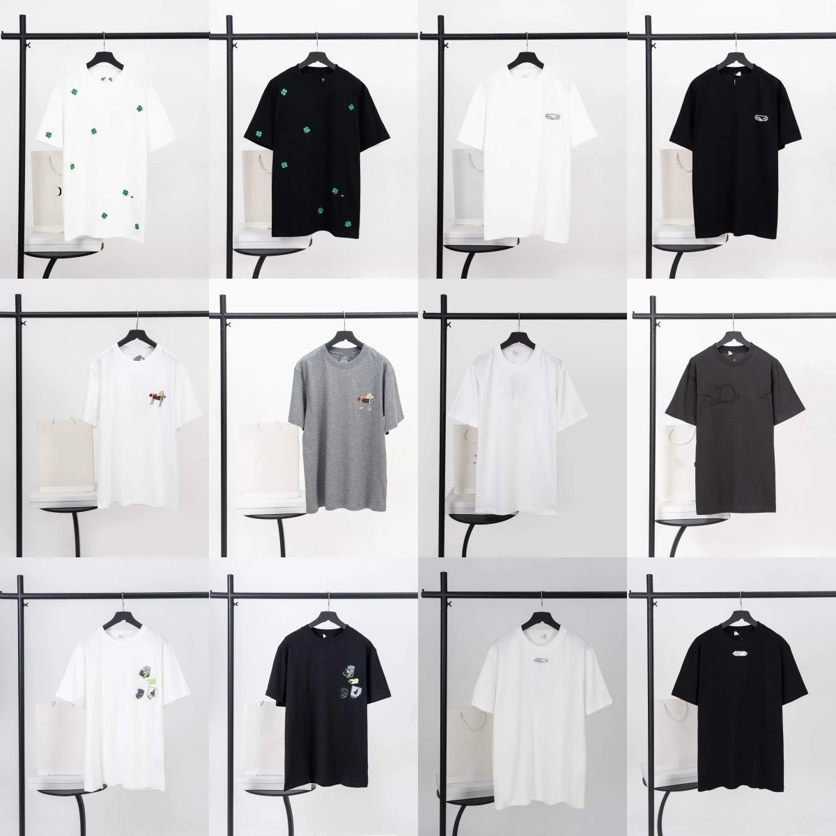 Design Patchwork Graphic T-Shirt White Tops.t Shirts - 4