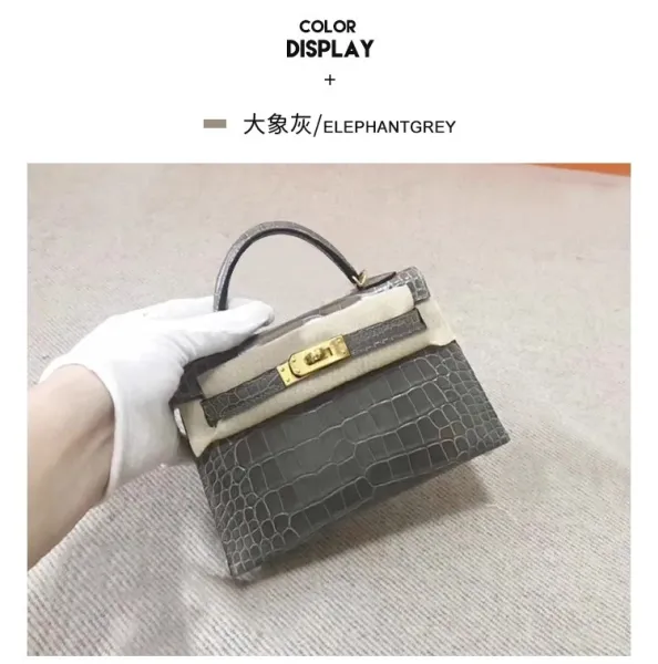 Hermès Mini Kelly II Black Crocodile Leather with Gold Hardware Handbag - 17