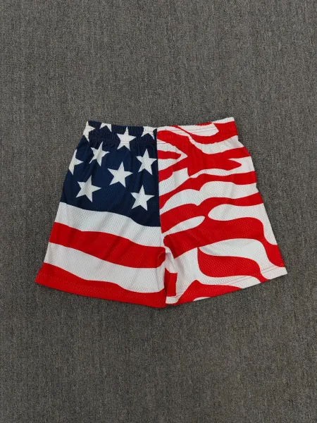 Design American Flag Mesh Shorts Red White Blue - 1