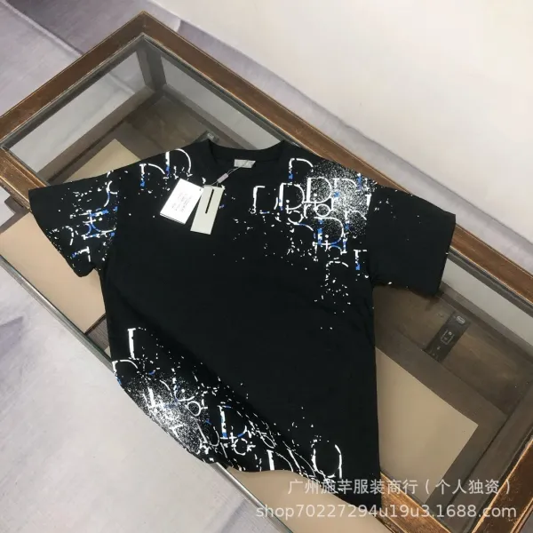 Dior Oblique Spray Print Black T-Shirt - 1