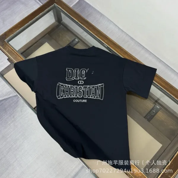 Dior Christian Couture Outline Print Black T-Shirt - 1