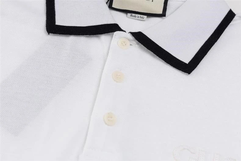 Design Polo Shirt White with Yellow and Black Trim Tops Polo - 7