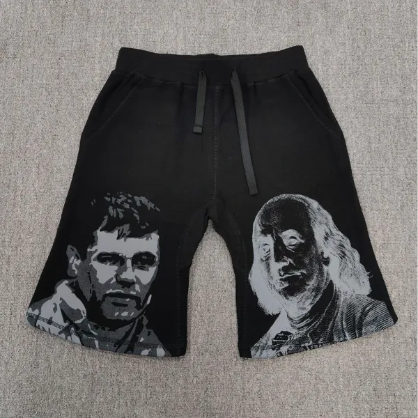 Design Graphic Print Sweatshorts Black Shorts - 1