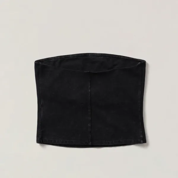 Design Denim Bandeau Top Black Vest Top - 5