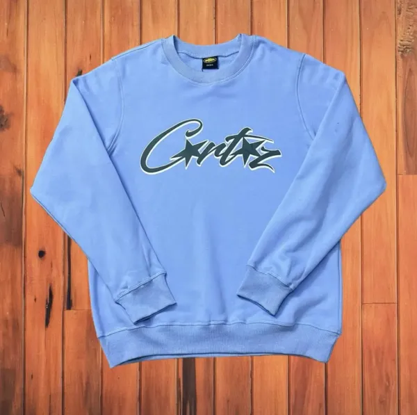 Corteiz Script Logo Light Blue Hoodie - 1