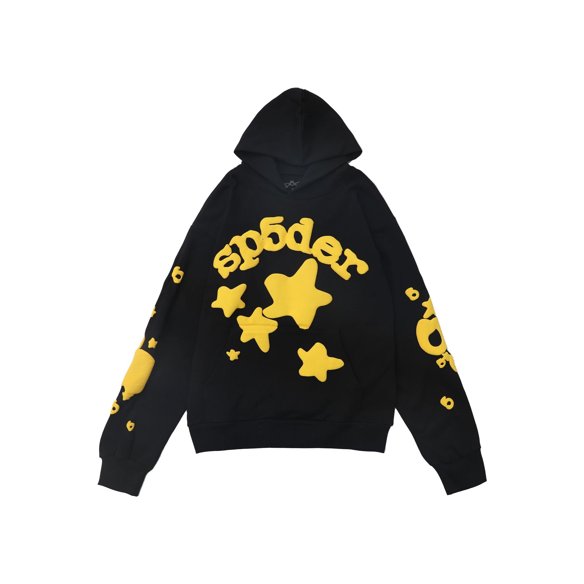 SP5DER Stars Appliqué Black Hoodie