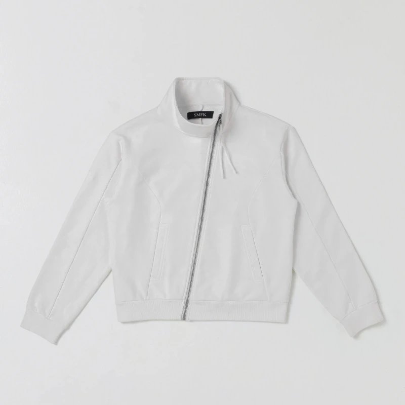 SMF SMFK White Zip-Up Jacket Outerwear.jacket